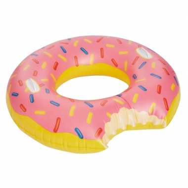 Roze opblaasbaar donut zwemband / zwemring