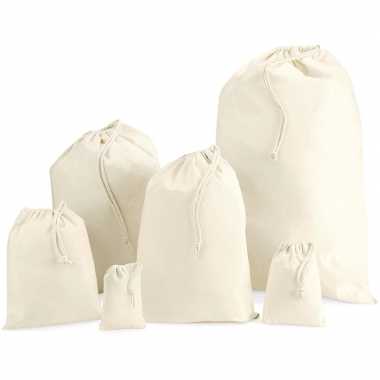 X stuks katoenen canvas zakje/tasje afsluitkoord c