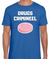 Drugs crimineel verkleed t-shirt blauw heren