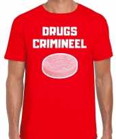 Drugs crimineel verkleed t-shirt rood heren