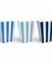 X gestreepte popcorn bakjes blauw 10123584