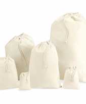 X stuks katoenen canvas zakje tasje afsluitkoord c 10170023
